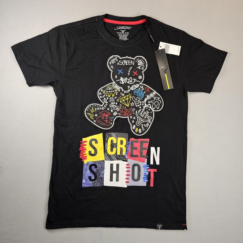 Screenshot Brand S11110 Mens Small Teddy Bear Graphic T-Shirt Streetwear NWT